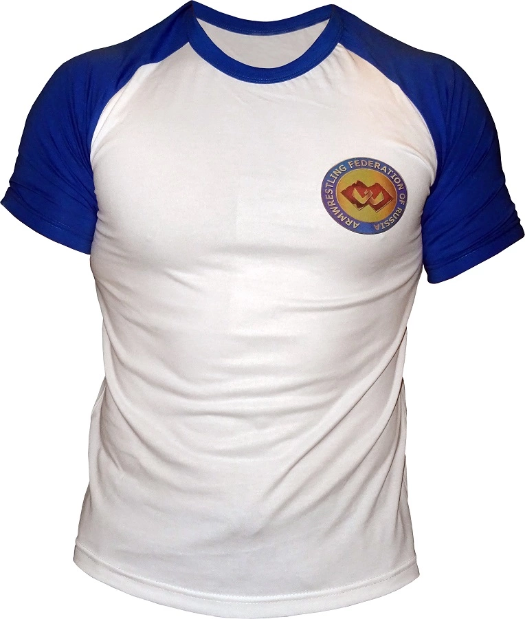 Футболка синими рукавами. Футболка с синими рукавами. Футболка из смесовой ткани. Белая футболка с синими рукавами. Материал сэндвич футболки.